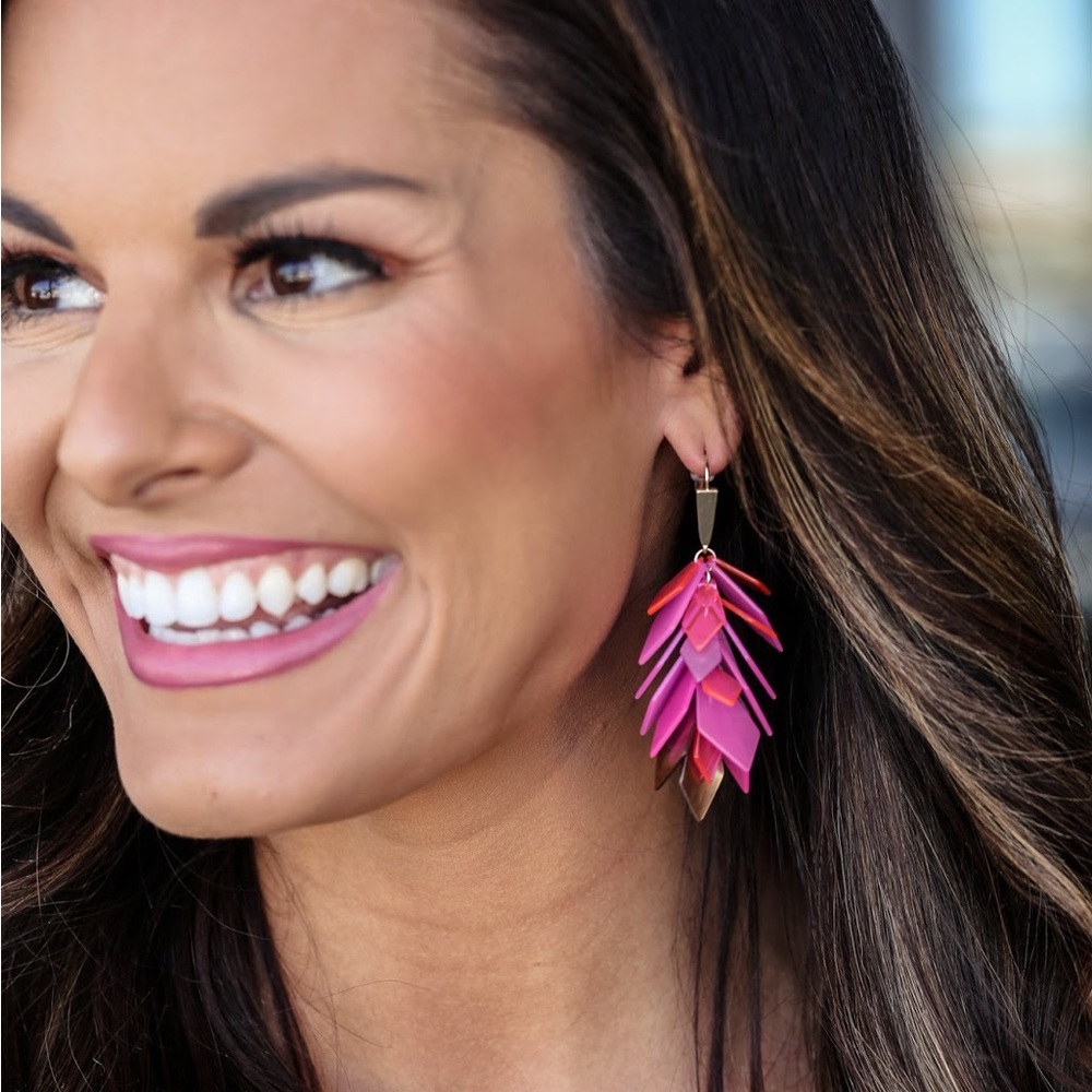 Kendra Scott Jennifer Statement Earring Gold Pink Mix